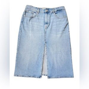 Zara Light Blue Denim Midi Skirt